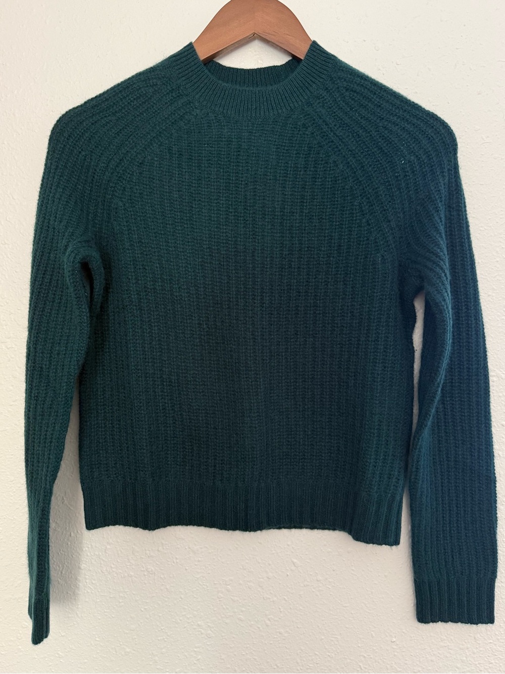 NWT Charter Club 100% Cashmere Deep Pine Shaker Knit Sweater Petite XS